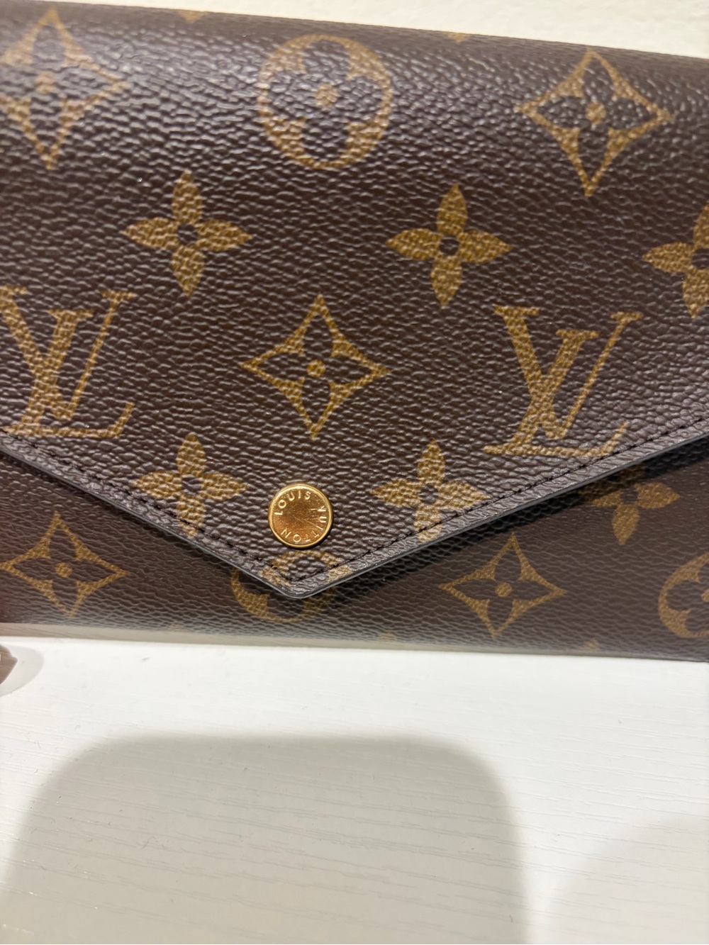 Louis Vuitton Monogram Canvas Envelope Clutch in Brown & Gold - Picture 10 of 14